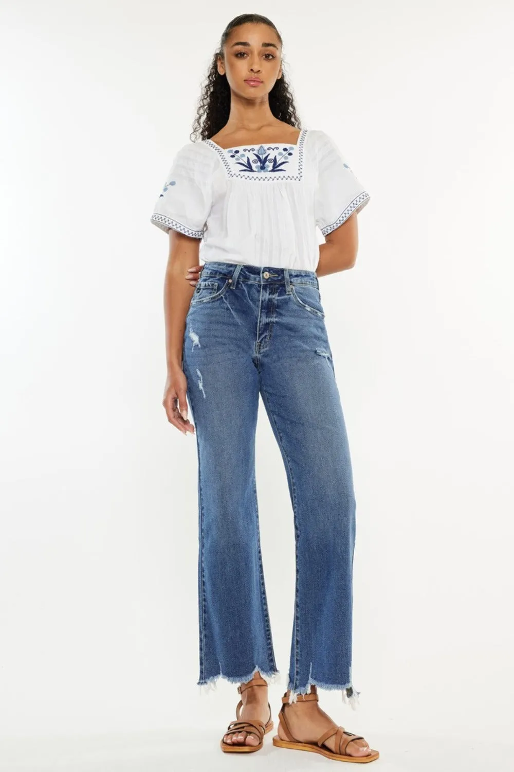 Kancan Full Size High Rise Slim Wide Leg Jeans sold by Charming Charlie