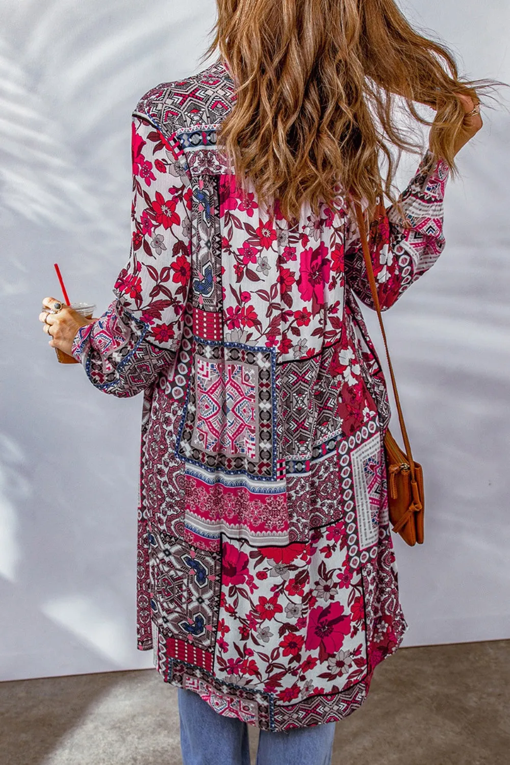 Printed Button Up Long Sleeve Cardigan sold by Charming Charlie product image thumbnail 2