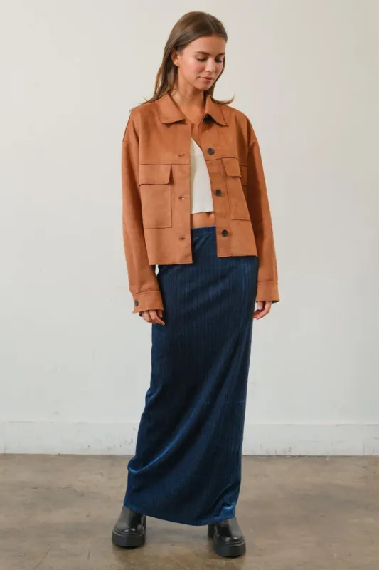 HYFVE Suede Button Down Cropped Jacket sold by Charming Charlie