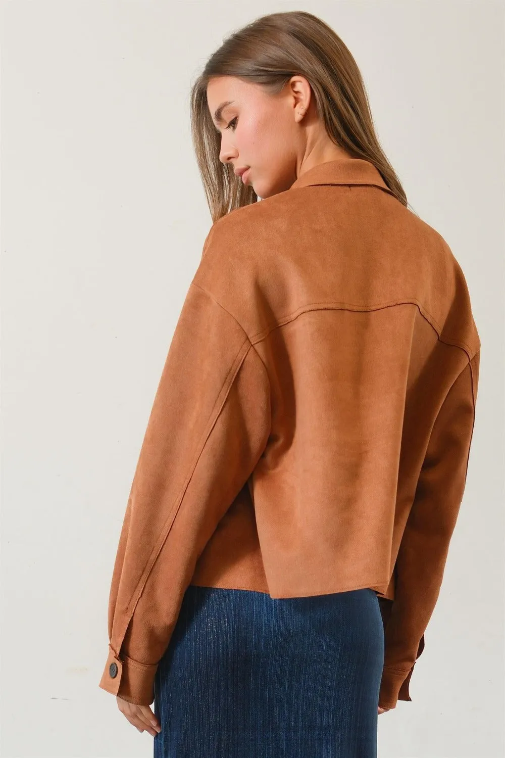 HYFVE Suede Button Down Cropped Jacket sold by Charming Charlie product image thumbnail 2
