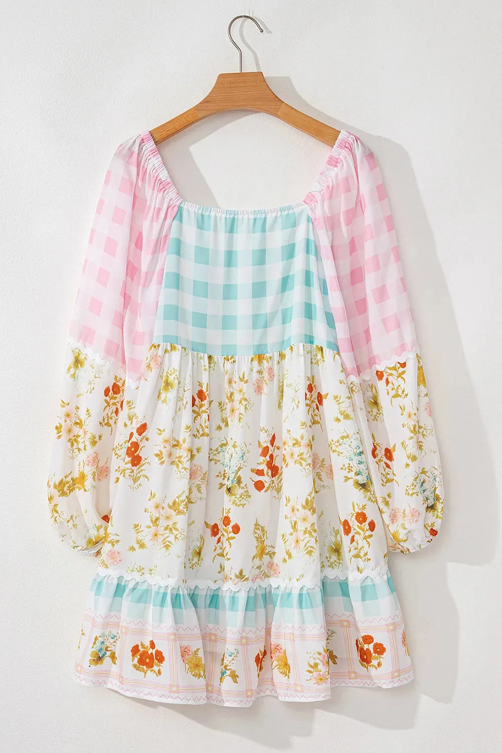 Printed Plaid Square Neck Long Sleeve Mini Dress sold by Charming Charlie product image thumbnail 3