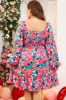Plus Size Smocked Floral Square Neck Balloon Sleeve Dress sold by Charming Charlie