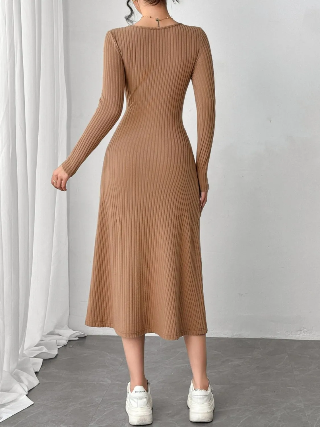 Square Neck Long Sleeve Midi Wrap Dress sold by Charming Charlie product image thumbnail 3