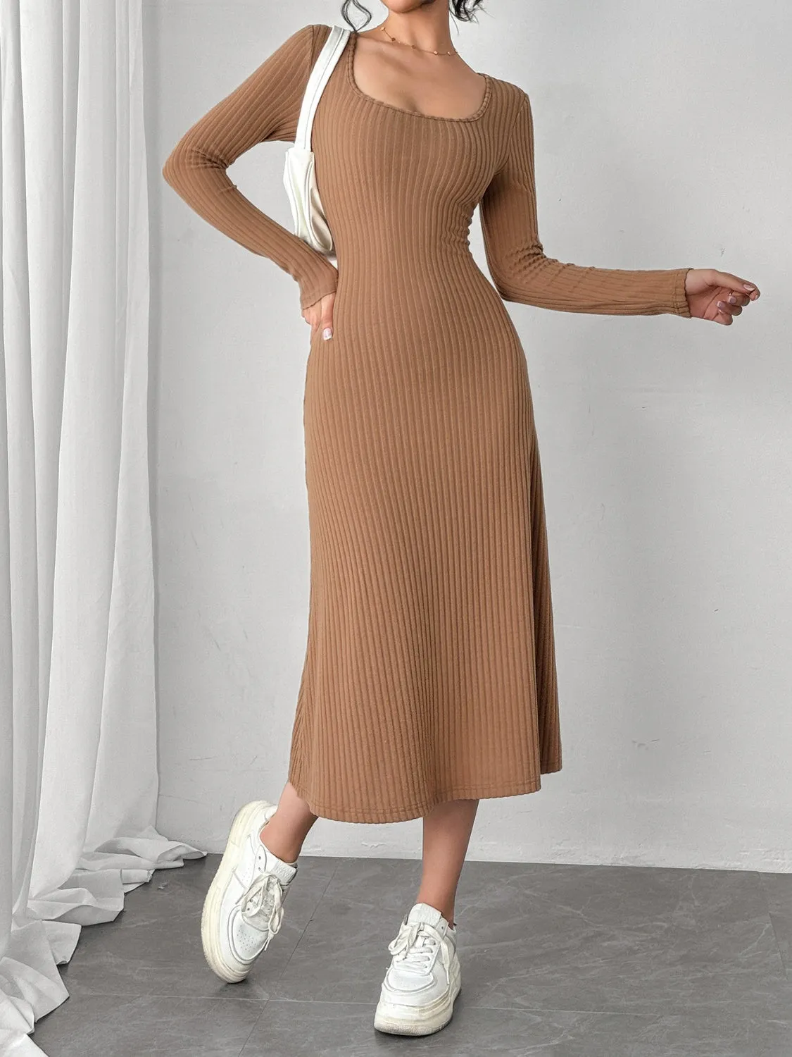 Square Neck Long Sleeve Midi Wrap Dress sold by Charming Charlie product image thumbnail 2
