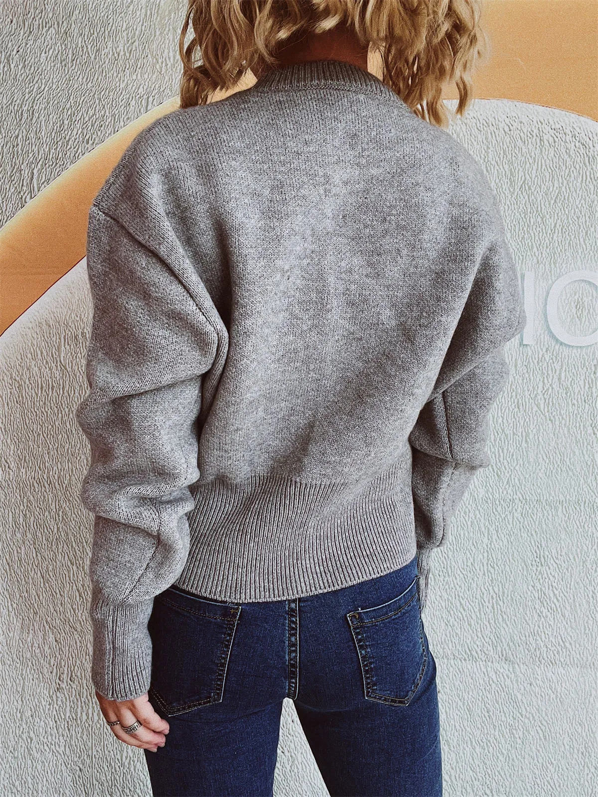 Round Neck Half Zip Long Sleeve Sweater sold by Charming Charlie product image thumbnail 2