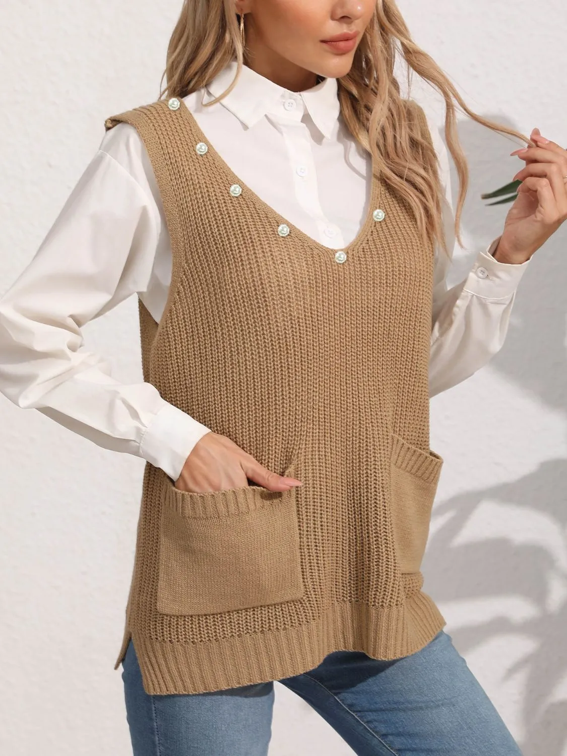 Slit V-Neck Sweater Vest sold by Charming Charlie product image thumbnail 4