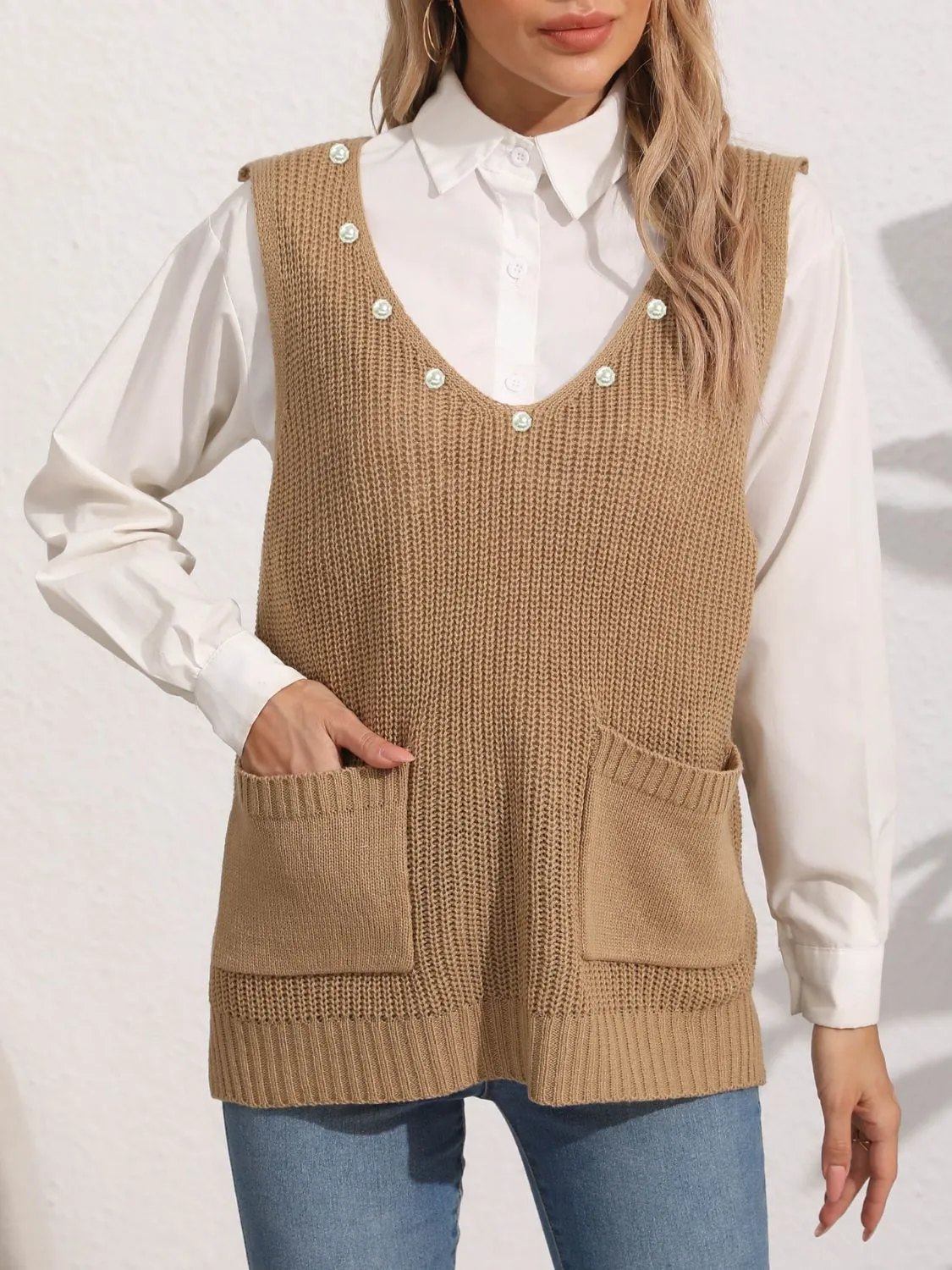 Slit V-Neck Sweater Vest sold by Charming Charlie