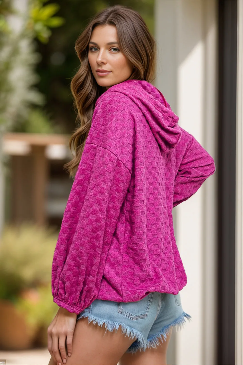 Drawstring Dropped Shoulder Long Sleeve Hoodie sold by Charming Charlie product image thumbnail 2