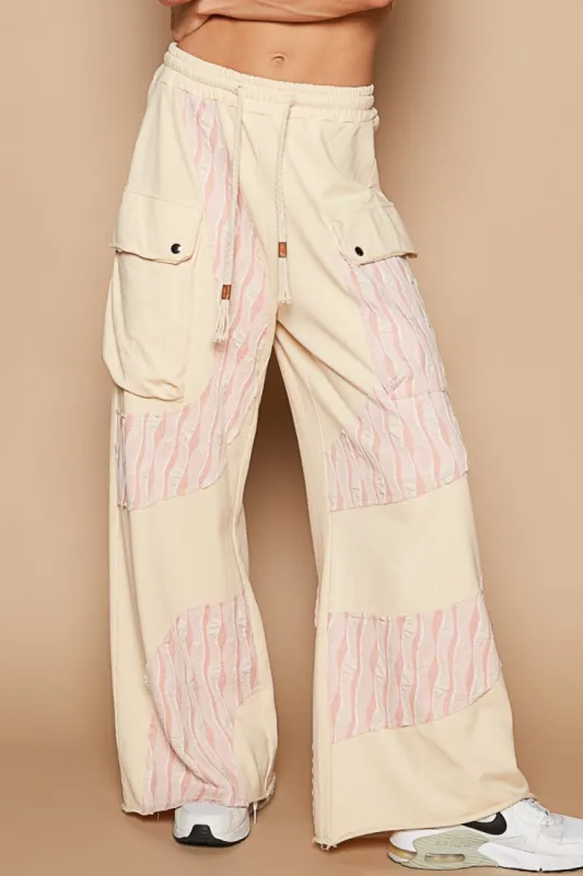 POL Crochet Contrast Drawstring Wide Leg Pants sold by Charming Charlie
