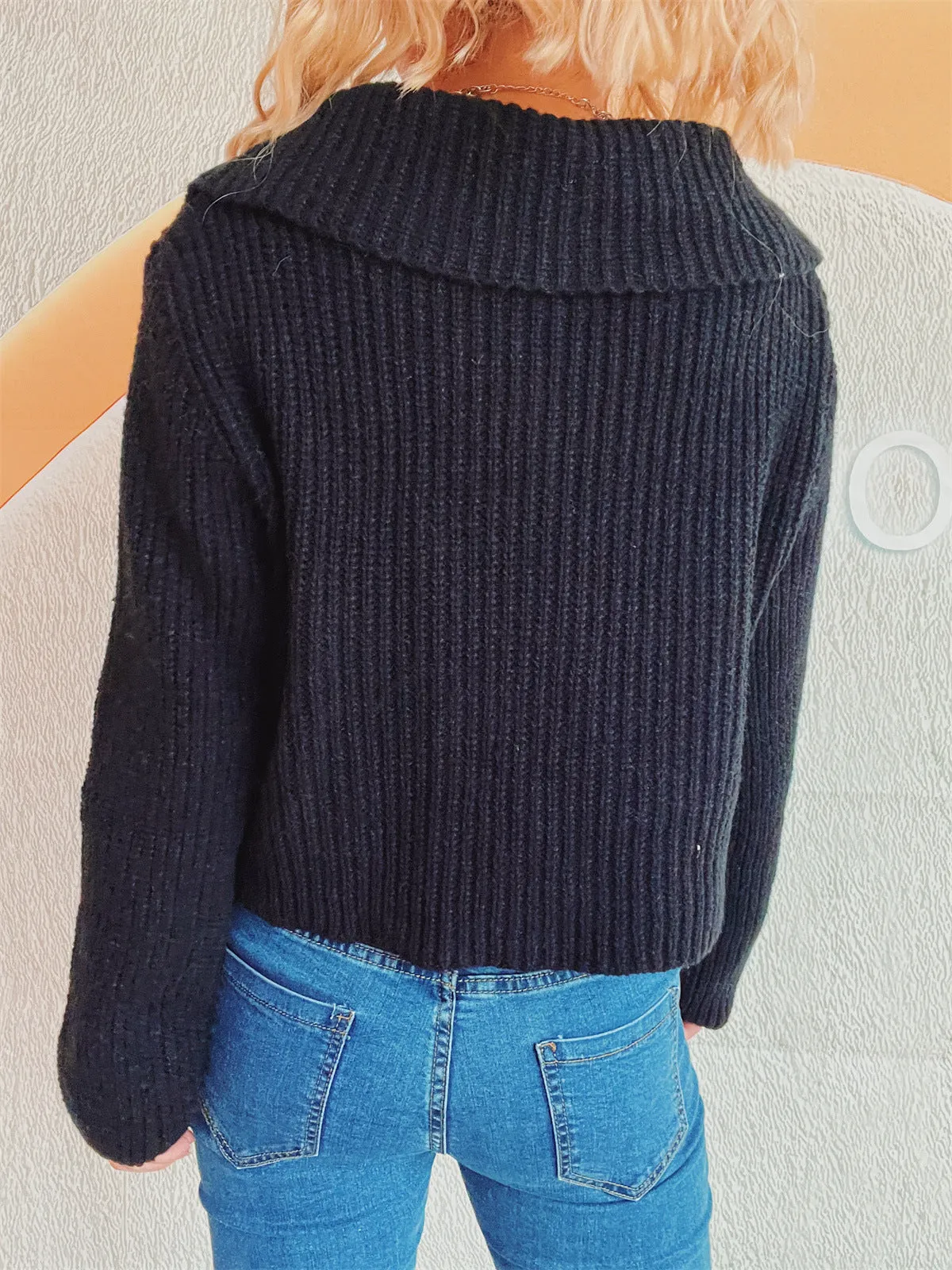 Collared Neck Zip Up Long Sleeve Cardigan sold by Charming Charlie product image thumbnail 4