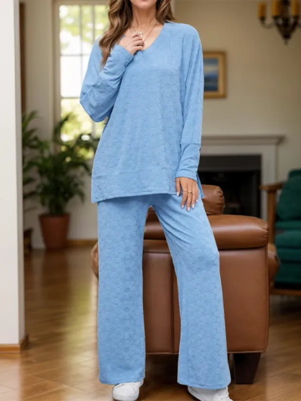 Flower V-Neck Long Sleeve Top and Pants Set sold by Charming Charlie