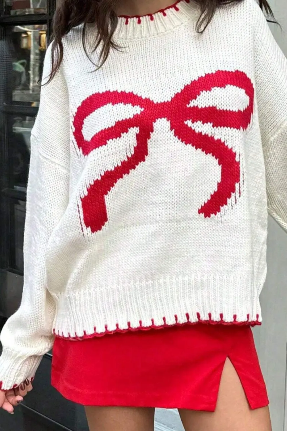 Bow Graphic Round Neck Long Sleeve Sweater sold by Charming Charlie product image thumbnail 5