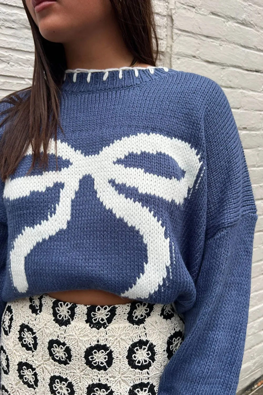 Bow Graphic Round Neck Long Sleeve Sweater sold by Charming Charlie product image thumbnail 3
