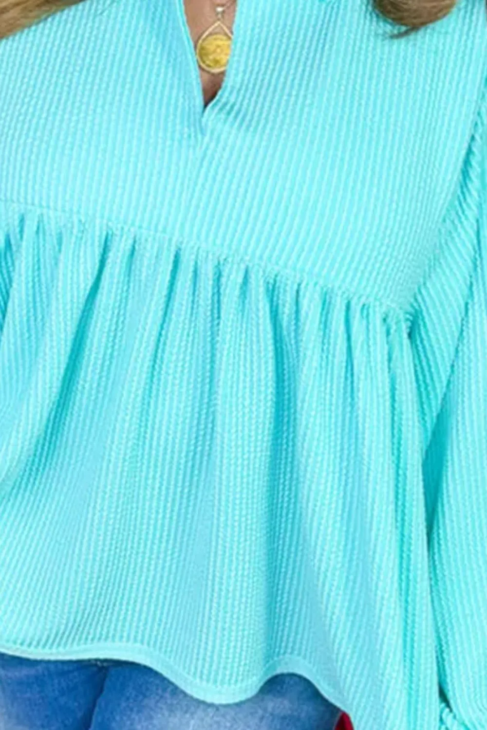 Plus Size Textured Peplum Long Sleeve Blouse sold by Charming Charlie product image thumbnail 3