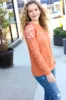 Pumpkin Pointelle Shoulder Lace Sweater sold by Charming Charlie