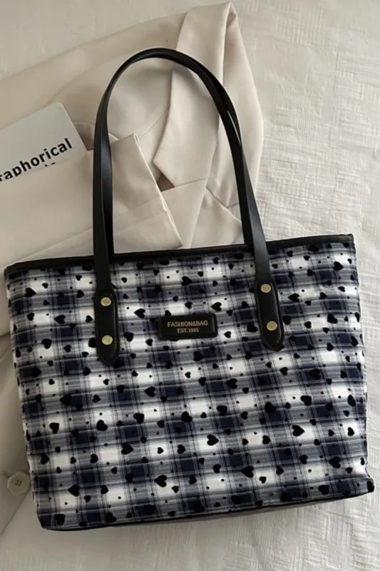 Heart Plaid PU Leather Strap Tote Bag sold by Charming Charlie