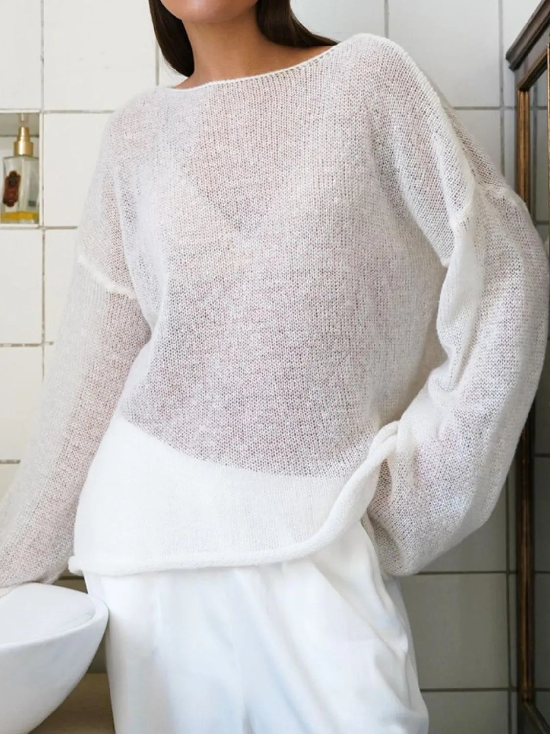 Boat Neck Long Sleeve Knit Cover Up sold by Charming Charlie product image thumbnail 5