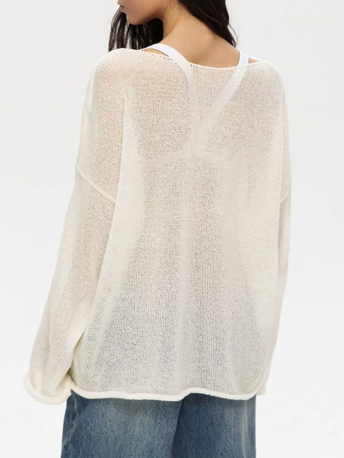 Boat Neck Long Sleeve Knit Cover Up sold by Charming Charlie product image thumbnail 2