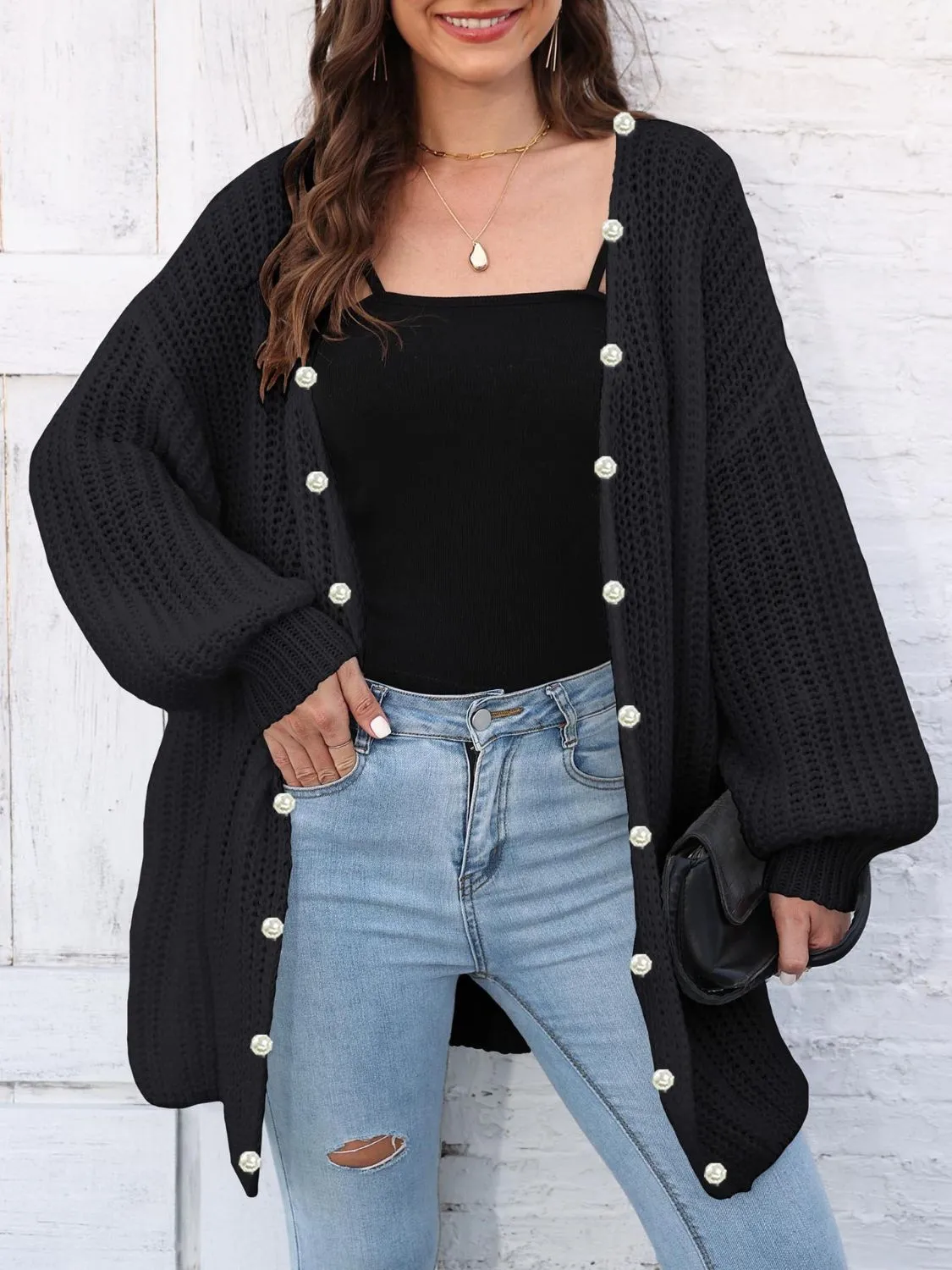 Open Front Long Sleeve Cardigan sold by Charming Charlie product image thumbnail 3