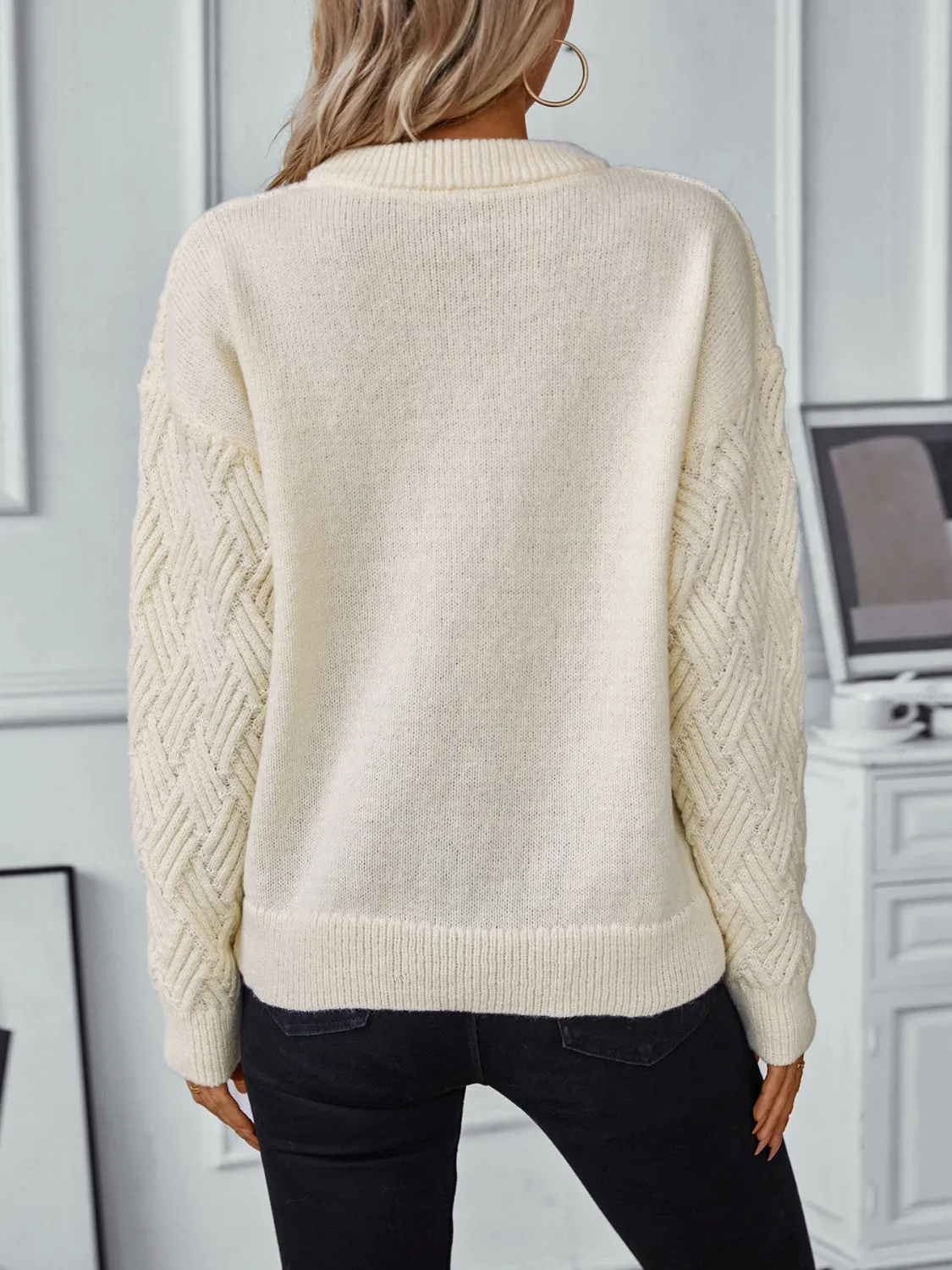 Round Neck Long Sleeve Woven Sweater sold by Charming Charlie product image thumbnail 2