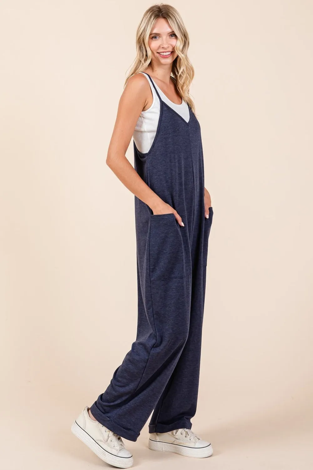 Mittoshop Patch Pocket Wide Leg Sleeveless Jumpsuit sold by Charming Charlie product image thumbnail 3