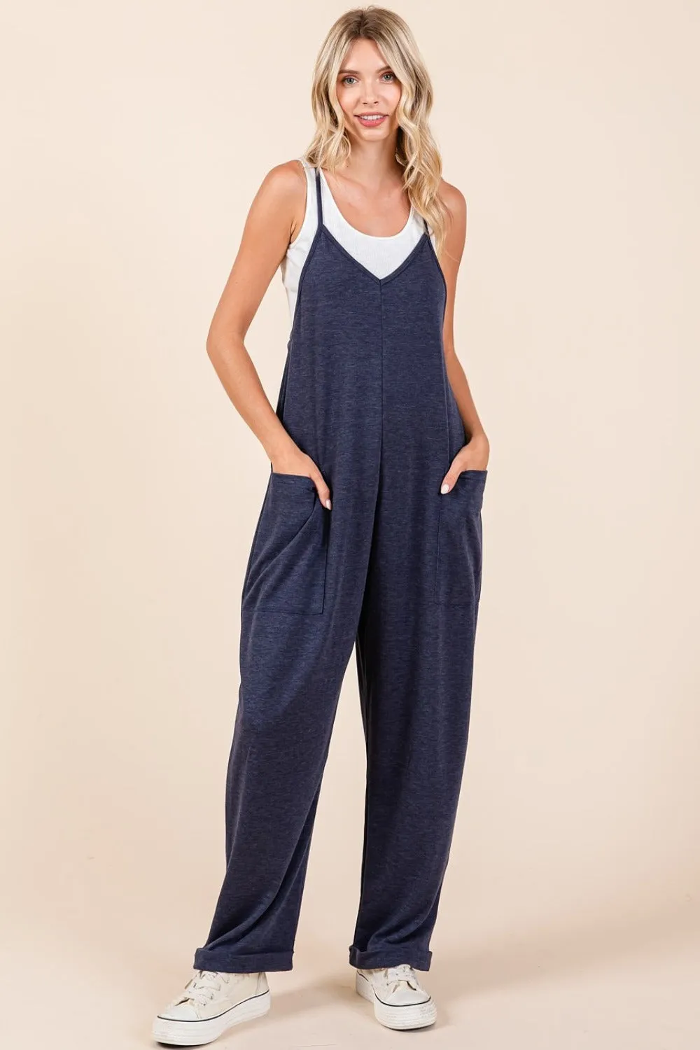 Mittoshop Patch Pocket Wide Leg Sleeveless Jumpsuit sold by Charming Charlie