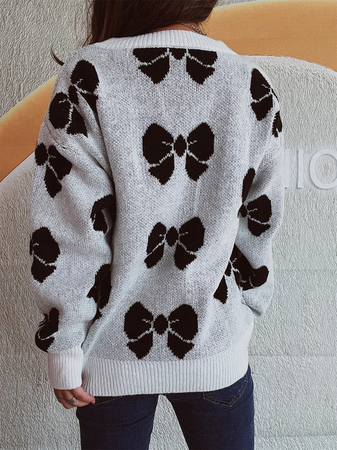 Bow Round Neck Dropped Shoulder Sweater sold by Charming Charlie product image thumbnail 2