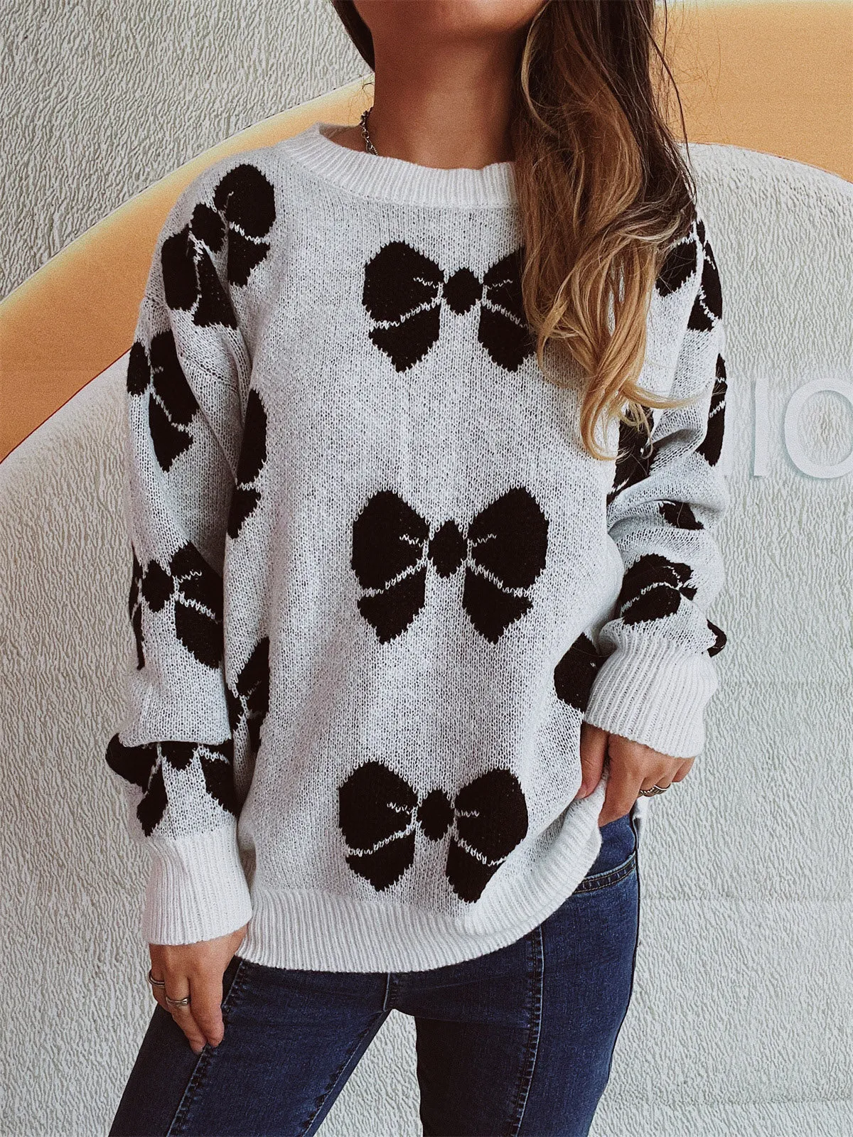 Bow Round Neck Dropped Shoulder Sweater sold by Charming Charlie product image thumbnail 3