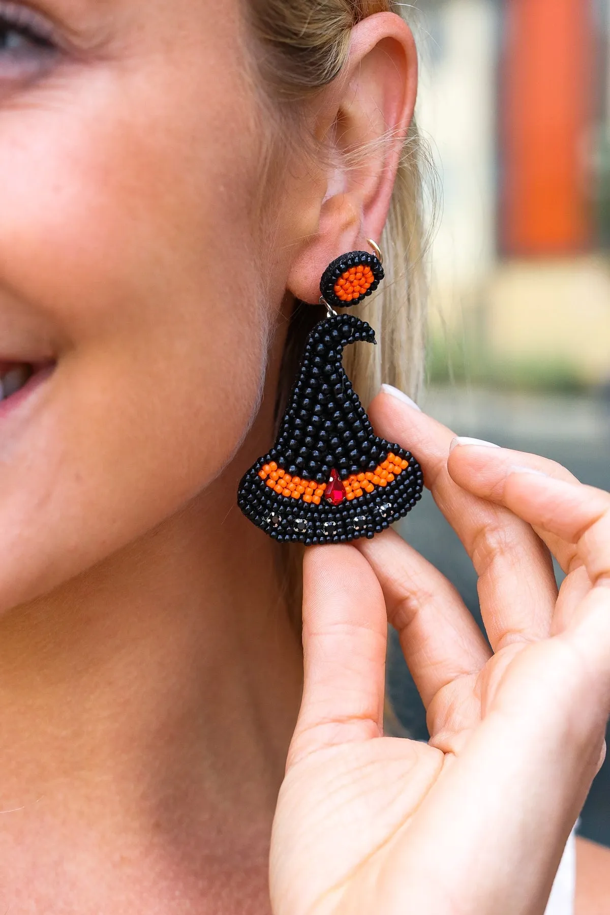 Witch Hat Beaded Halloween Earings sold by Charming Charlie product image thumbnail 2