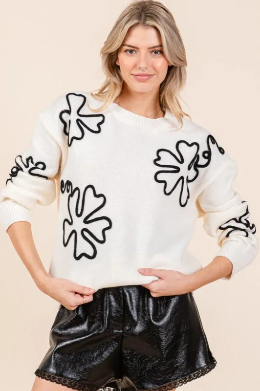 Floral Embroidered Knit Sweater sold by Charming Charlie