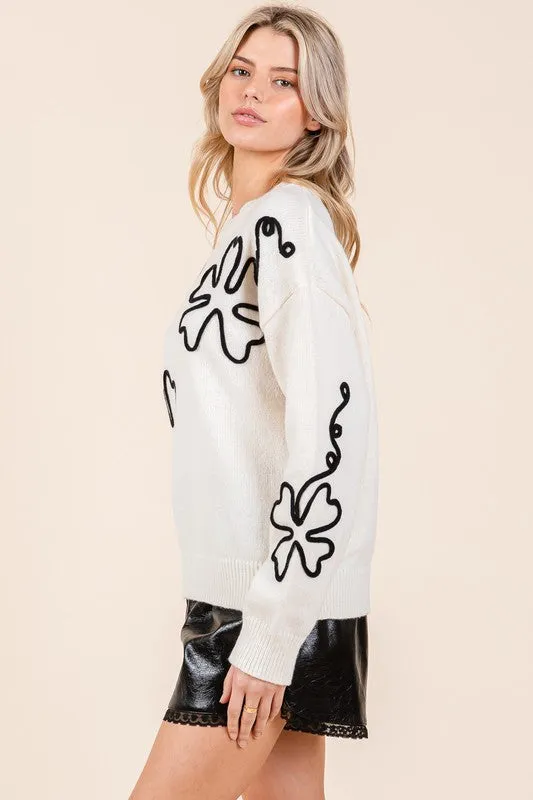 Floral Embroidered Knit Sweater sold by Charming Charlie product image thumbnail 2