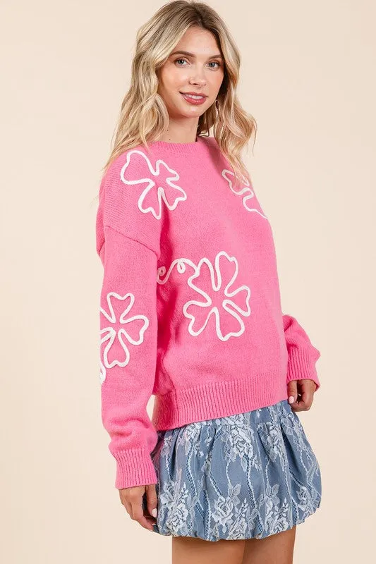 Plus Floral Embroidered Knit Sweater sold by Charming Charlie product image thumbnail 2
