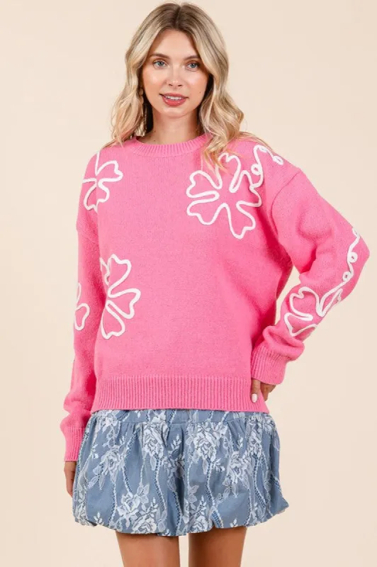 Plus Floral Embroidered Knit Sweater sold by Charming Charlie