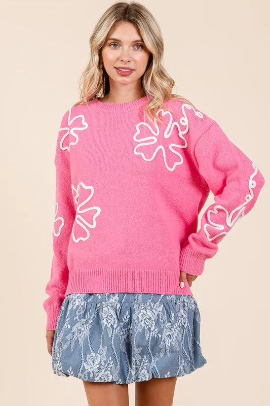 Plus Floral Embroidered Knit Sweater sold by Charming Charlie