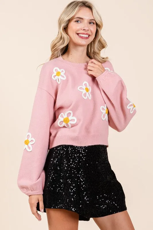 Plus Floral Embroidered Knit Sweater sold by Charming Charlie product image thumbnail 2