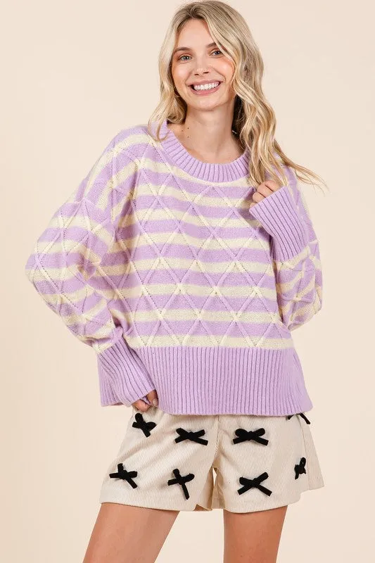Stripe Argyle Knit Sweater sold by Charming Charlie