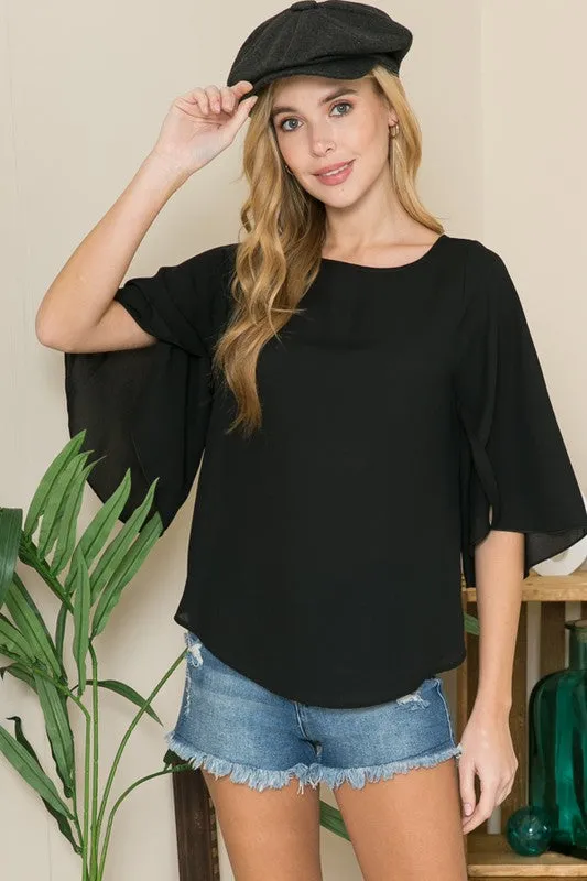 Tulip Sleeve Woven Blouse sold by Charming Charlie