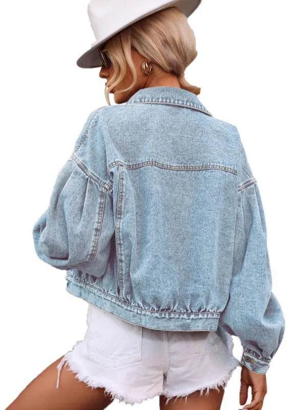 Oversized denim jacket sold by Charming Charlie