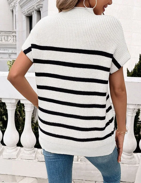 Striped rib knit short sleeve top sold by Charming Charlie product image thumbnail 2