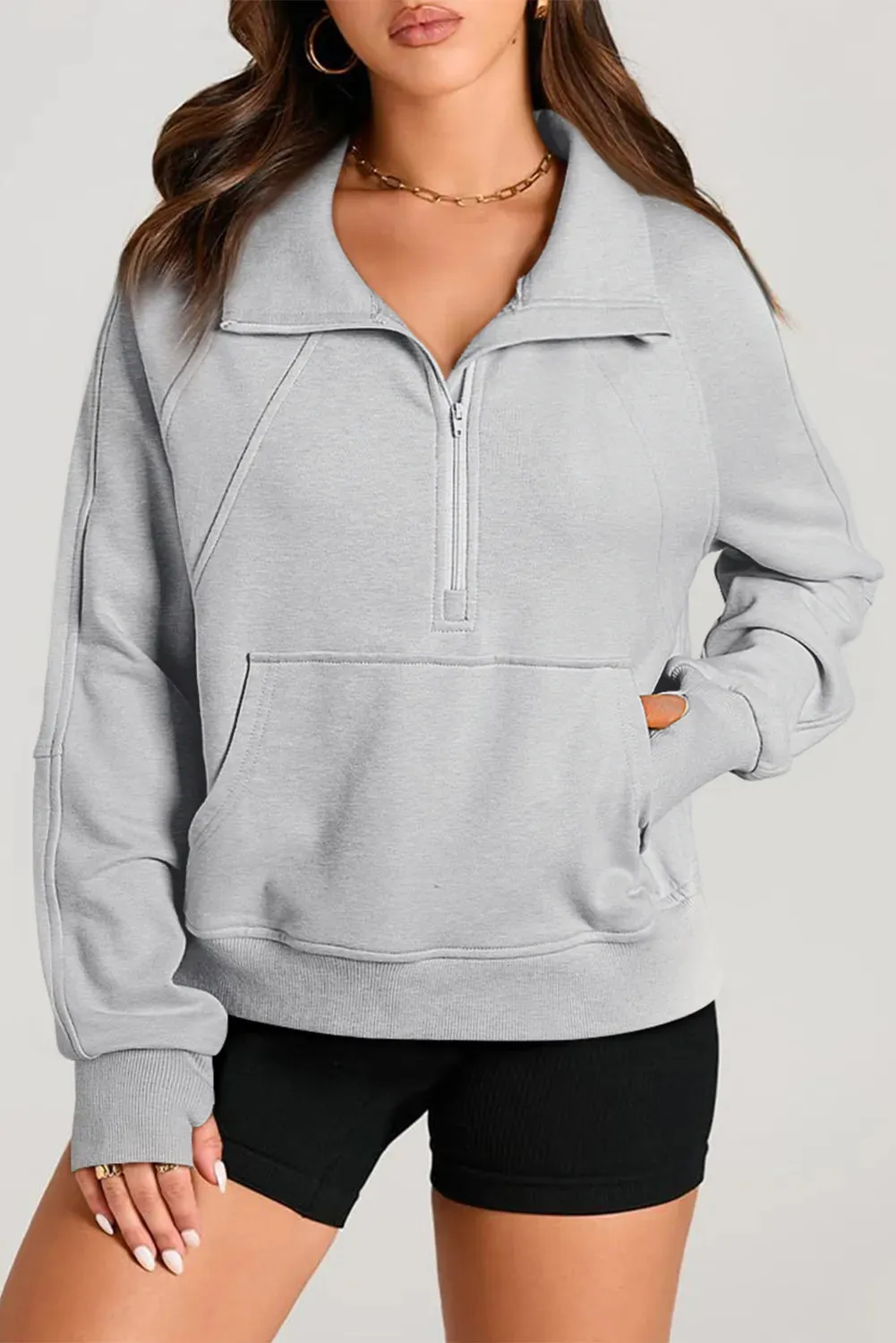 Half Zip Long Sleeve Sweatshirt sold by Charming Charlie