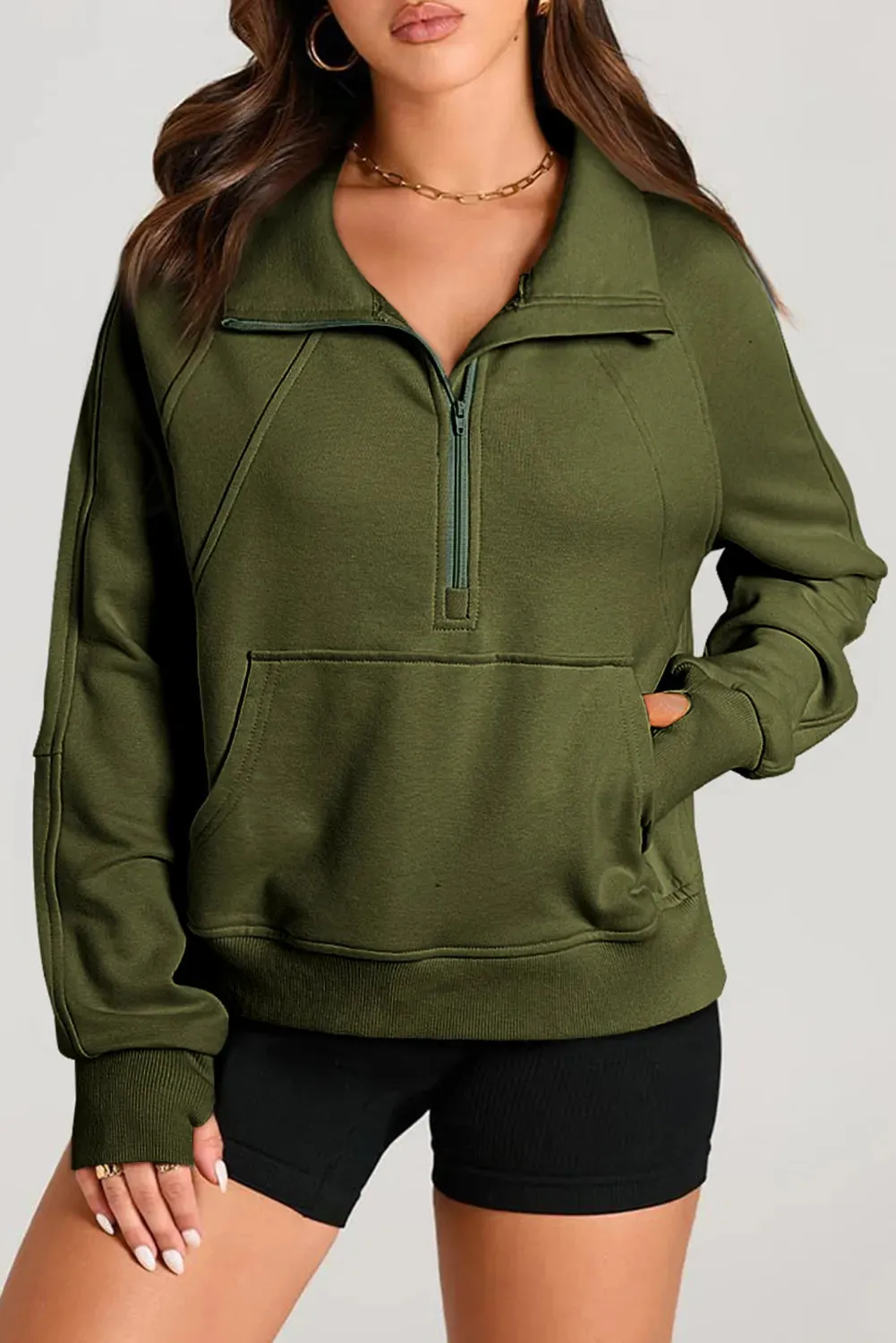 Half Zip Long Sleeve Sweatshirt sold by Charming Charlie product image thumbnail 5