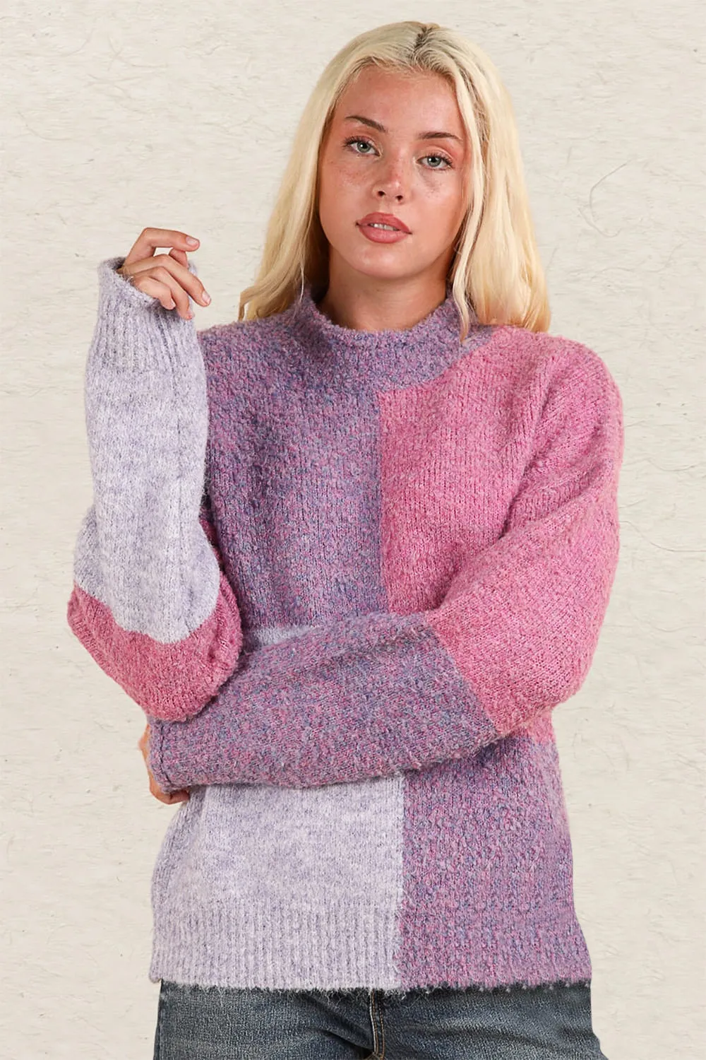 VERY J Color Block Mock Neck Drop Shoulder Sweater sold by Charming Charlie product image thumbnail 4