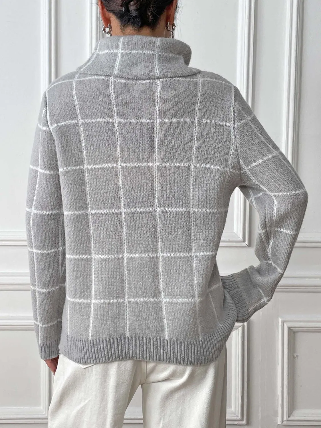 Heart Plaid Turtleneck Long Sleeve Sweater sold by Charming Charlie product image thumbnail 2