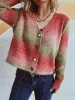 Gradient Heart Shape Button V-Neck Cardigan sold by Charming Charlie