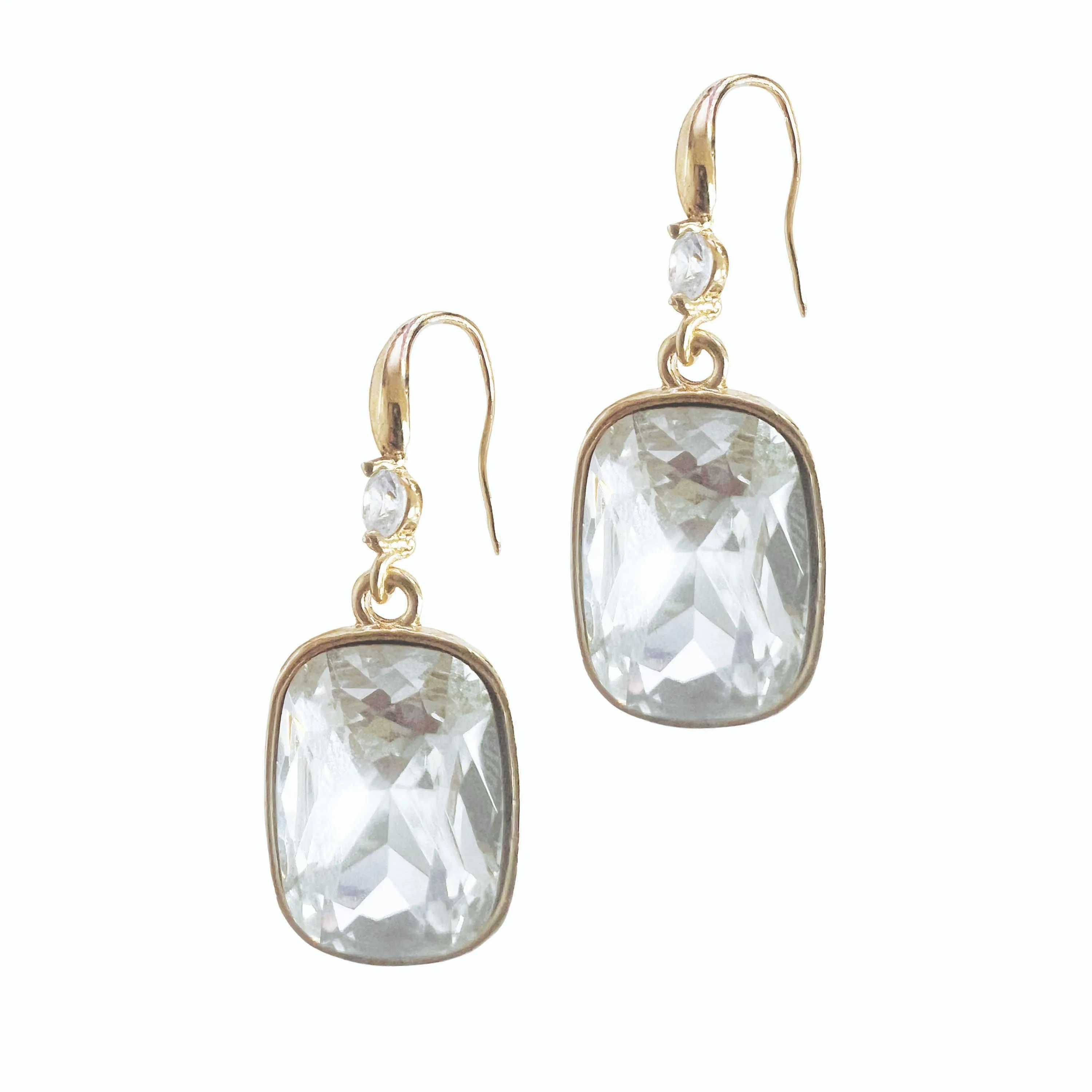 Clear & Gold Crystal Drop Earring sold by Charming Charlie