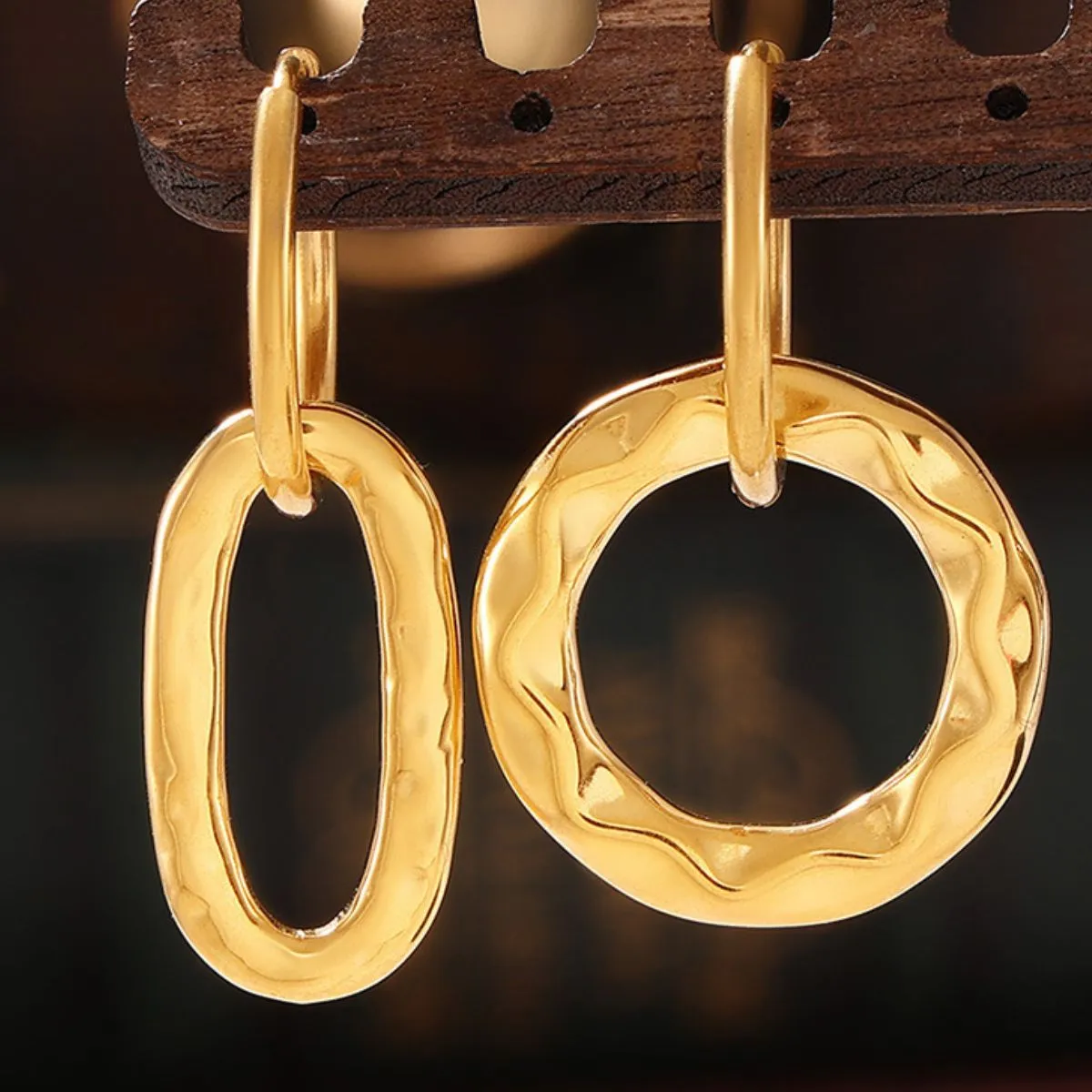 18K Gold-Plated Titanium Steel Annulus Earrings sold by Charming Charlie product image thumbnail 5