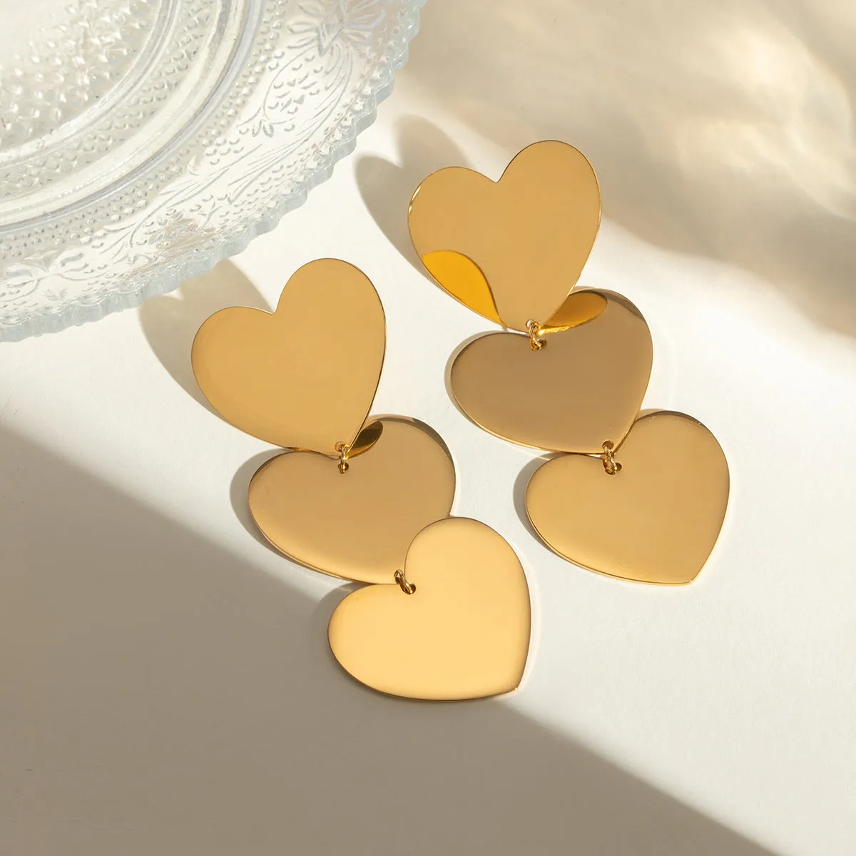 18K Gold-Plated Heart Earrings sold by Charming Charlie product image thumbnail 3