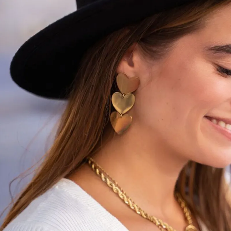 18K Gold-Plated Heart Earrings sold by Charming Charlie