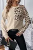 Pale Khaki Leopard Colorblock Waffle Knit Top sold by Charming Charlie