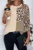 Pale Khaki Leopard Colorblock Waffle Knit Top sold by Charming Charlie